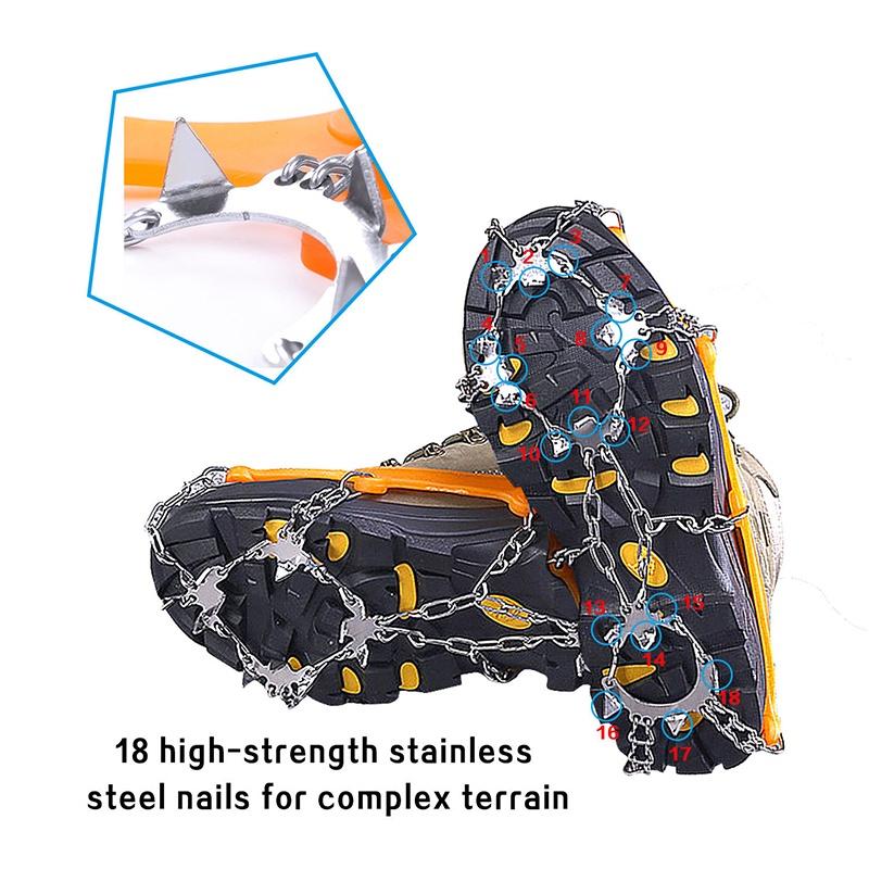 Ice Teeth 18 Snow Crampons Antislip Climbing Gripper Shoe Covers Cleats Spike