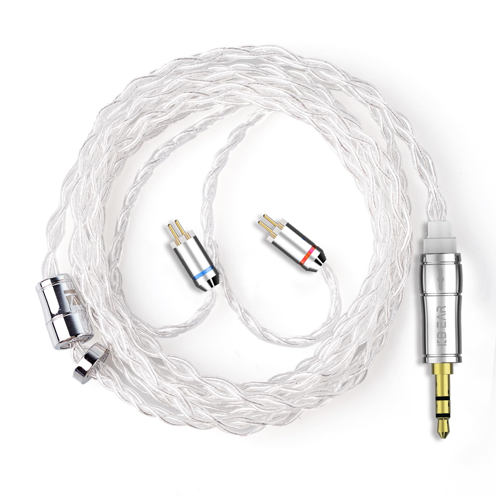 

2-контактний кабель з чистого срібла, кабель для оновлення навушників, кабель для заміни навушників, сумісний з [KBEAR 4904] 3,5 мм, 4-контактний 4-жильний 99,99% 3,5 мм