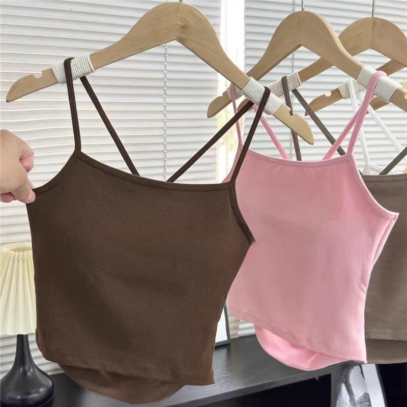 Spice Girl with Chest Pad, Beautiful Back, Chest Wrap, Hollow Bow, Cross Halter, Sling Vest, Short Bottom Top