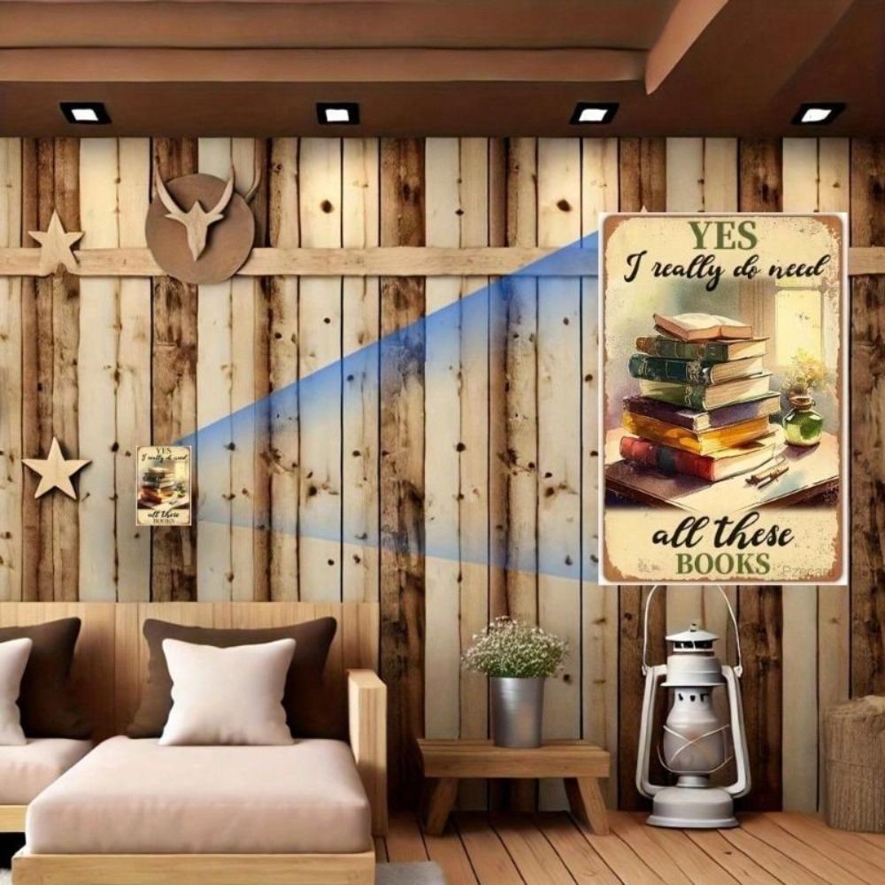Vintage Metal Book Sign Wall Decor Waterproof Retro Poster No Frame
