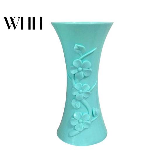 Plastic Embossment Vase Flower Arrangement Pot Container Home Office Table Decor
