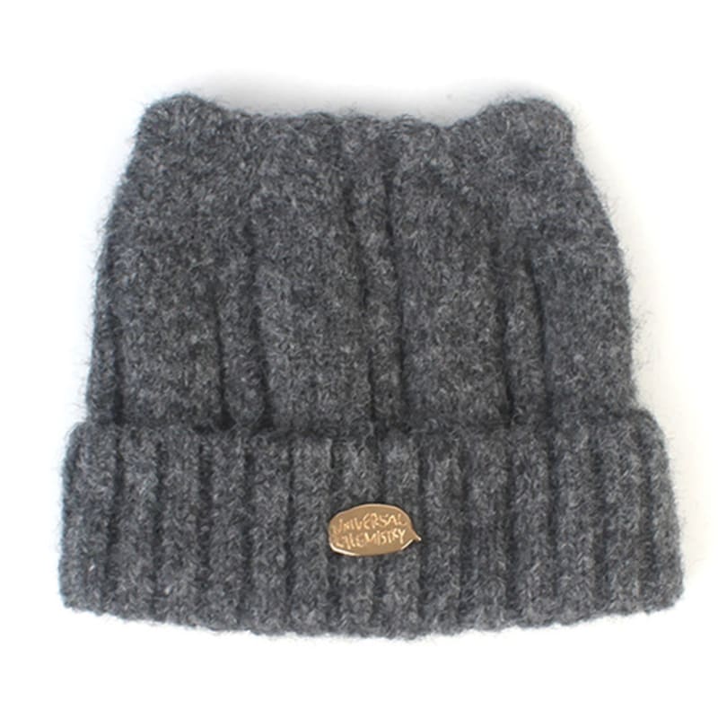 

Универсальная химия Шерстяная шапка-бини с помпоном Серая кошка FREE