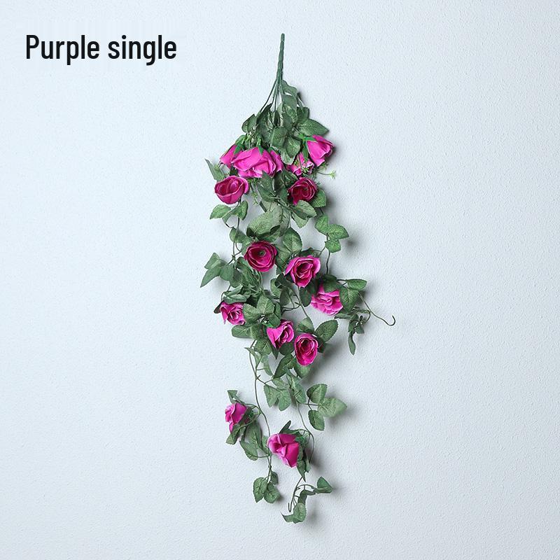 Decorazione con Rampicante di Rose da Appendere a Parete per Interni - Cesto di Fiori Artificiali per Soggiorno