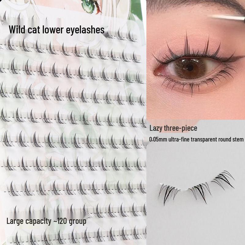 Limfria Manga Barbie Vildkatt Nedre Ögonfransar – Enkla Tre-stegs Nybörjarfransar för en Realistisk Look.