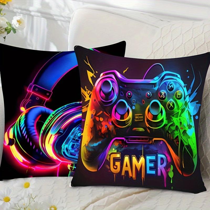 2Pcs Gamer Headphones Printed Pillowcase Washable Home Sofa Bedroom Decor No Insert