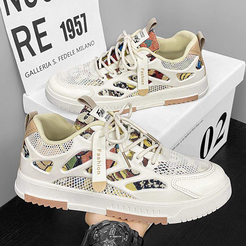 

Men s shoes summer board shoes 2025 new casual sports shoes men s breathable mesh dad trendy shoes little white shoes men 44