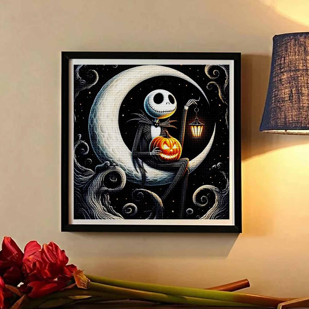 5D DIY Diamond Painting Decorative Skeleton and The Moon Full Round Drill Scenery Diamond Embroidery Cross Stitch Kits Home Decor Gift