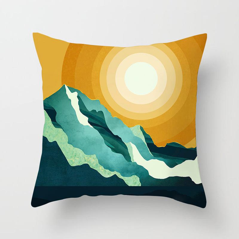 Abstract Landscape Painting Patterns Throw Pillow Cover With Short Plush Print For Living Room Sofa Decoration Cushion Cover