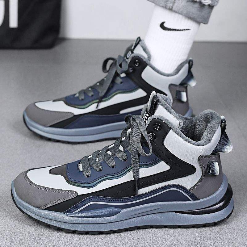 2025 winter new sports shoes men's casual Korean version velvet thickened warm trend cold and breathable running shoes tide