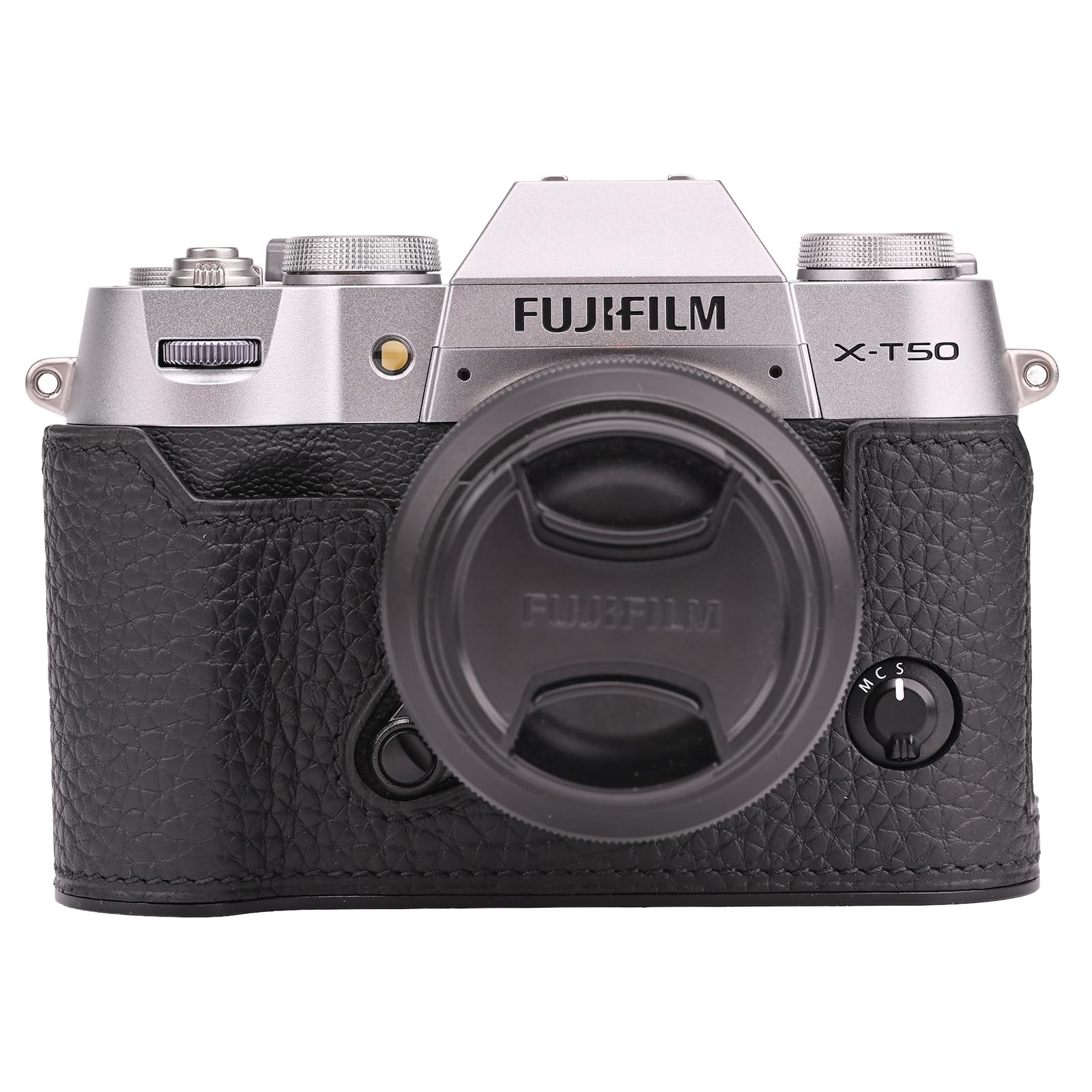 

CLC handmade FUJIFILM X-T50 Camera Case, Camera Cover, Camera Bag, Genuine Leather with Cowhide Leather Top and Metal Base Plate (Black)