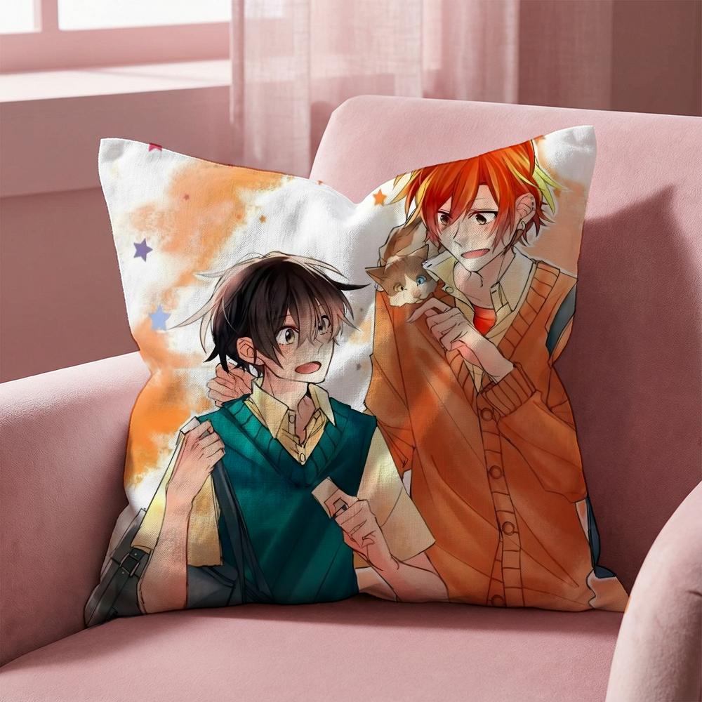 S-Sasaki and Miyano ANIME Cushion Cover Multi-Scene Pillow Cover for Home & Car - Reversible, Soft & Durable for Daily Use
