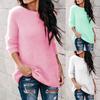 Casual Women Autumn Winter O Neck Long Sleeve Plushy Knitted Pullover Sweater