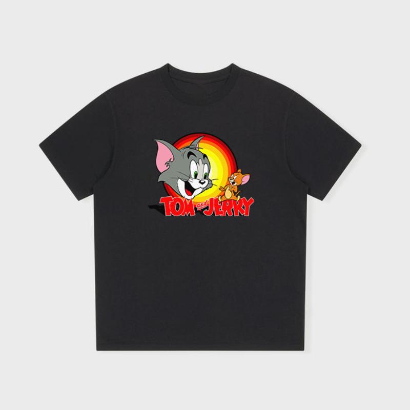 

Tom and Jerry T-shirt, Ins Hong Kong-style Men s and Women s Short-sleeved Pure Cotton Trendy Loose Summer Top, Half Sleeve 4XL