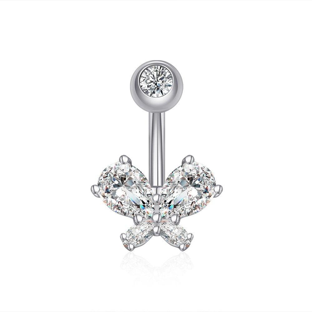 Butterfly Belly Piercings Stainless Steel Zircon Navel Ring Fashion Belly Button Rings  Girl