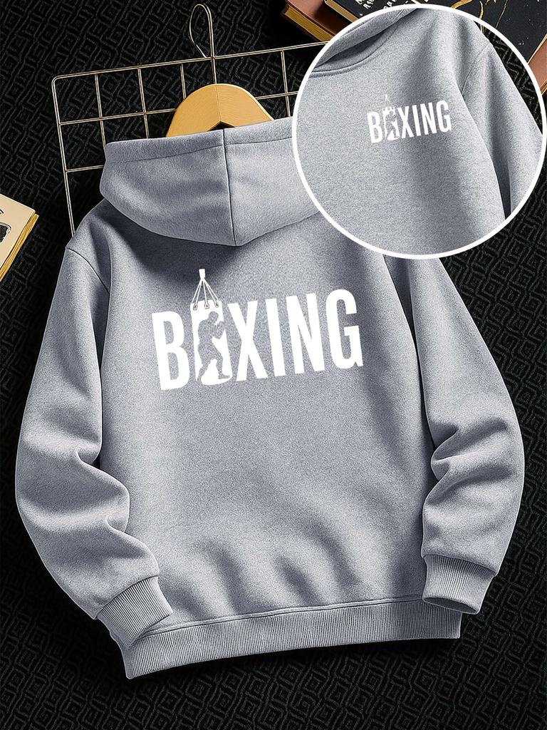Unisex Kids' Reversible Boxing-Print Hoodie (Fall/Winter) – Casual Trendy Streetwear Sweatshirt