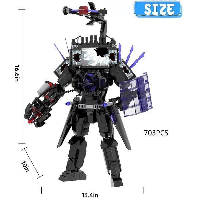 Bentex Skibidi Toilet Upgraded Damaged TV Man Figure Building Block Set, Upgraded Cameraman Speakerman Game Model Collectible Building Bricks