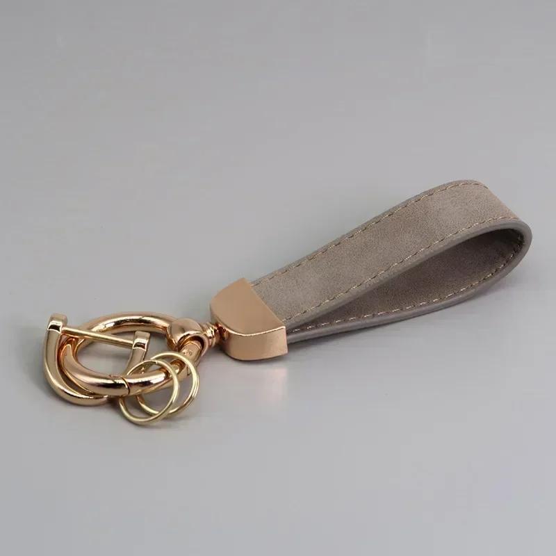 Custom LOGO Suede Leather Keychain Vintage Laser Engrave Car Key Ring Holder for Men and Women Personalized Key Chains Ring