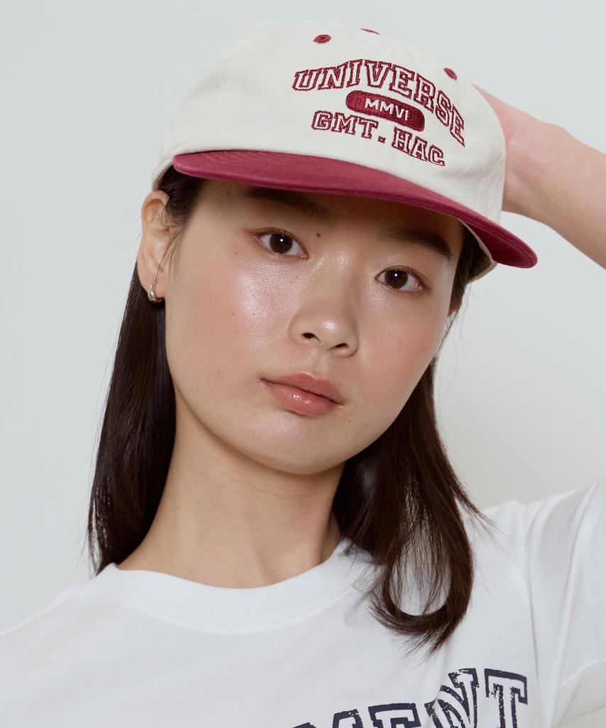 Yunibeoseugameonteu Ug Two-Tone Logo Washed Cap_Burgundy