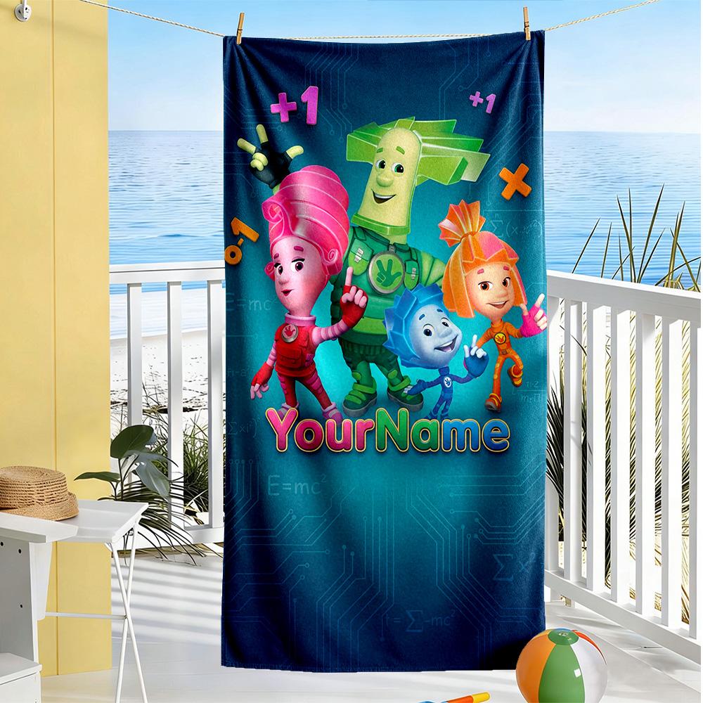 Fixies Customize Your Name Beach Towel Soft Durable Quick-Dry For Beach Bathroom Outdoor Swimming Pool Camping Picnic Yoga Diving Vacation Accessories