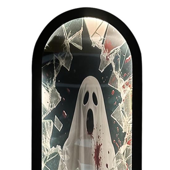 Halloween Hologram Ghost Mirror Spooky Blood Ghost Mirror with LED Light for Bedroom Kitchen Haunted House Decor