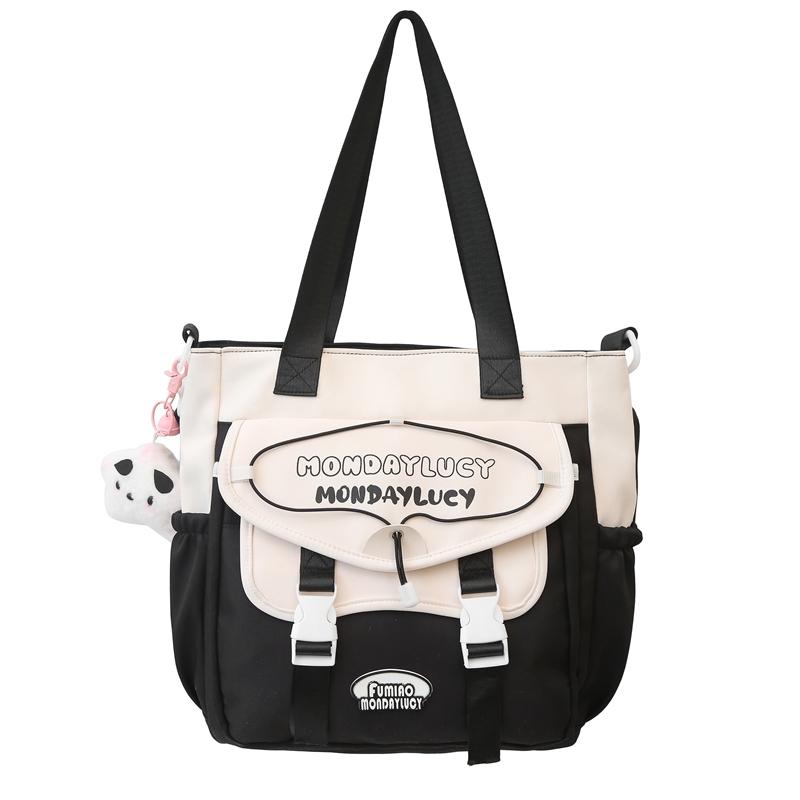 Color Block Shoulder Bag Women's Large Capacity Tote Bag Lightweight Handbag Student Crossbody Bag