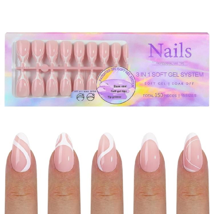 

150Pcs Practical French Nail Set Quick Change Designs Press on Nails Manicure Beauty Essential for Stylish Women