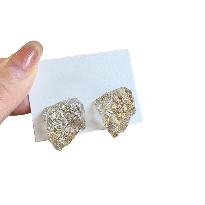 Silver Needle Irregular Resin Stud Earrings Korean Version of Simple Personality Earrings Fashion Simple Temperament Earrings Design Sense Niche