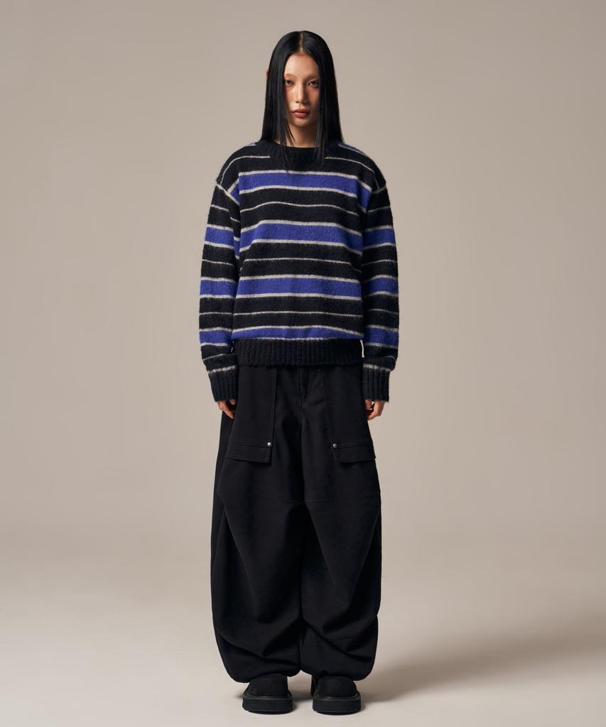 IDWS Vector Stripe Mohair Knit Black