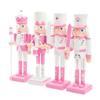 Handmade Wood Nutcrackers Soldier Unique 50CM Pink Nutcrackers Soldier Crafted for Enthusiasts of Festival Ornament