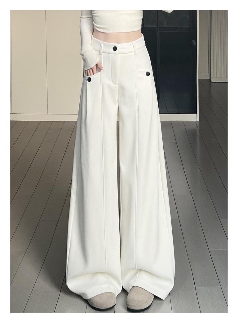 Women's Coffee Corduroy High-Waisted Wide-Leg Pants, 2026 Spring Collection