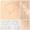 Rhinestone Metal Stacked Necklace Y2K Zinc Zinc Alloy Neck Pendant Beads Stacked Collarbone Chain  Women
