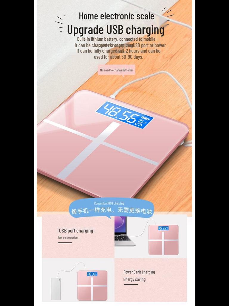 Rechargeable High Precision Body Weight Scale - Hetang Electronic Weighing Scale for Home Use