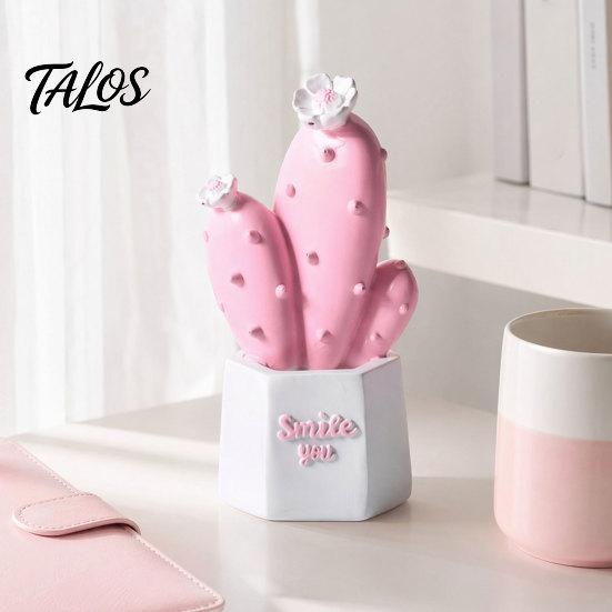 Durable Resin Home Decor Cactus Figurines Ornament, Desktop Decor, Multi-size Set Geometric Planters Ornament for Office