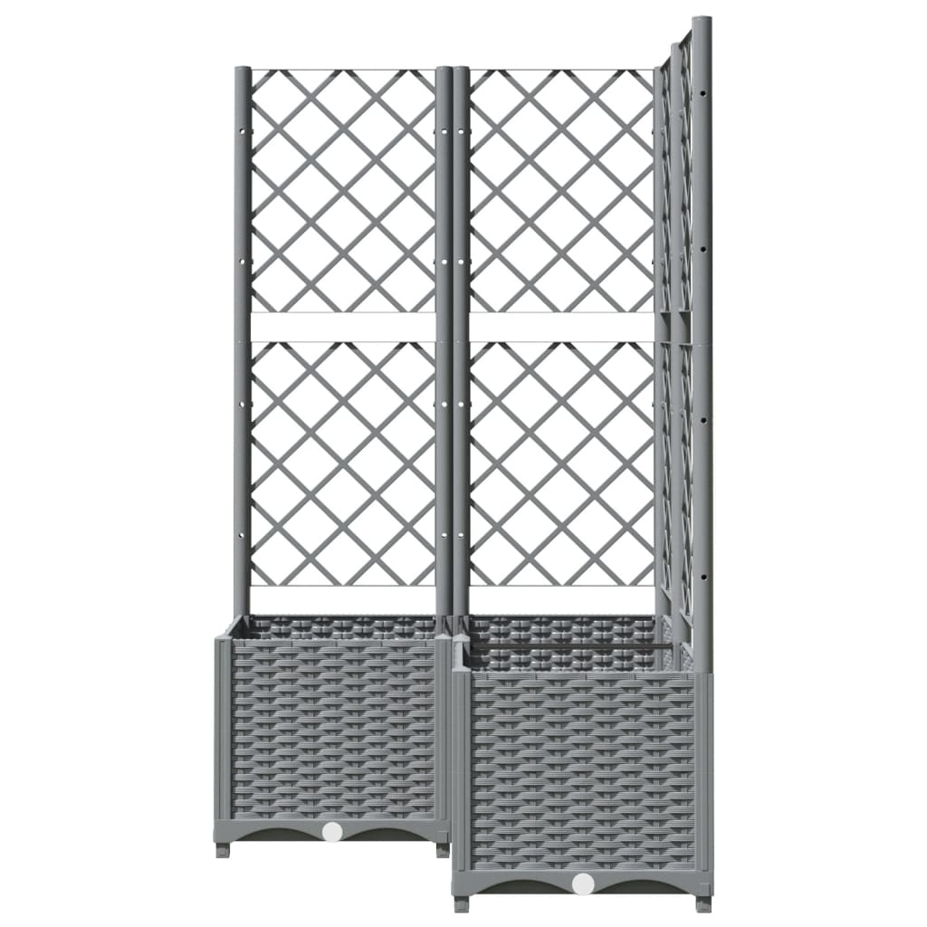 Planter with Trellis Light Grey 80 X 80 X 136 Cm PP