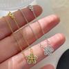 Full Diamond Flower Necklace Xiaohongshu Same Light Luxury Sweet Gentle Flower Pendant Collarbone Chain Autumn Spring Sweater Chain