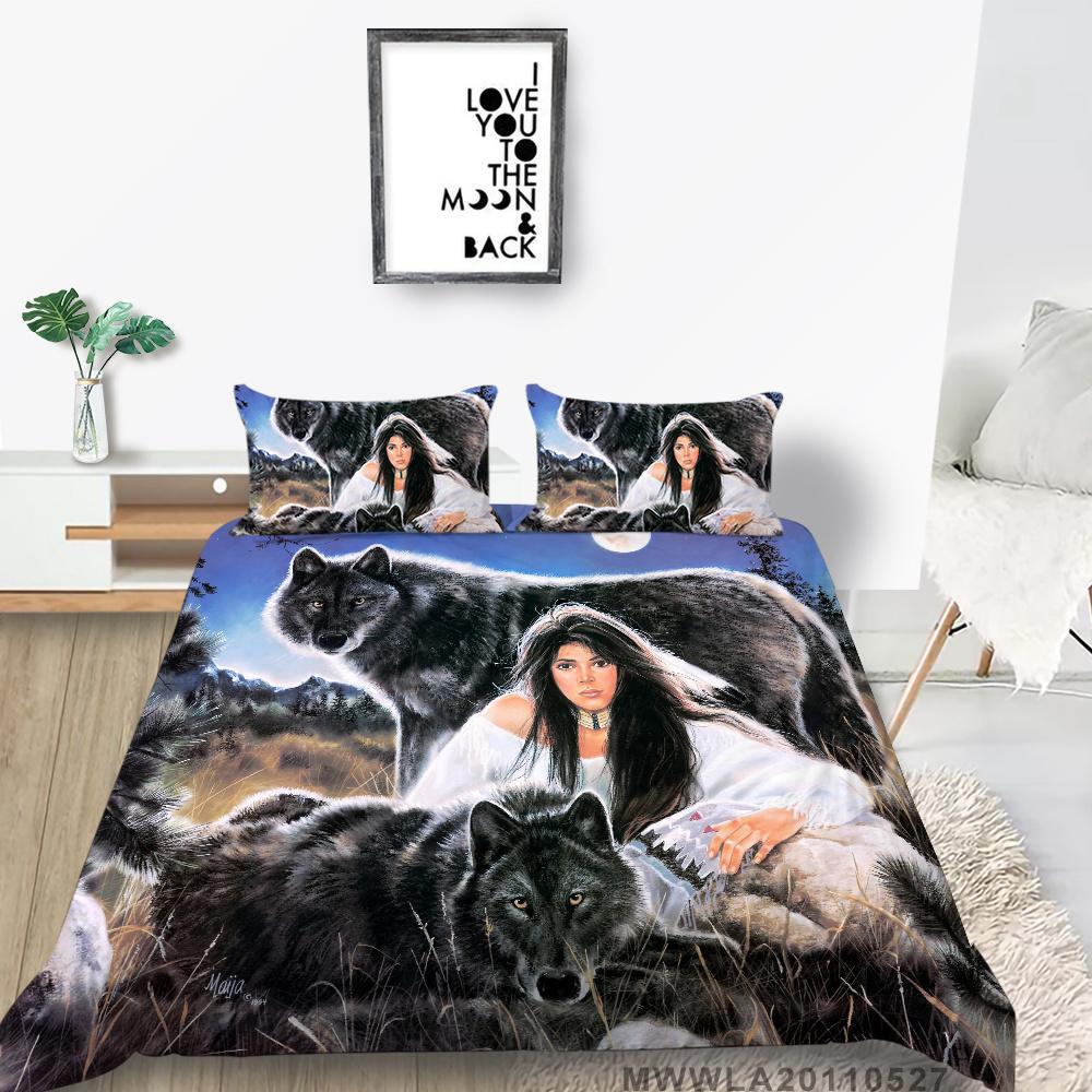 2023 New Style King Size Bedding Animals Home Bedclothes High Quality 3D Wolf Printed Luxury Comforter Cover Set with Pillowcase