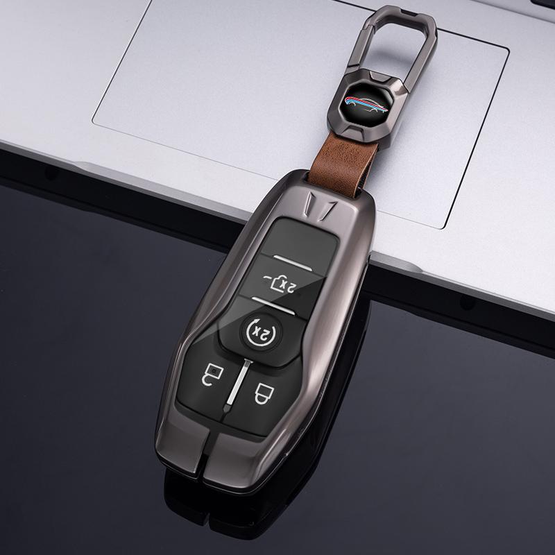 New Design Alloy Car Key Case Fob Cover for Ford Fusion Mondeo Mustang F-150 Explorer Edge 2015 - 2018 Protector Shell Fob Keychain