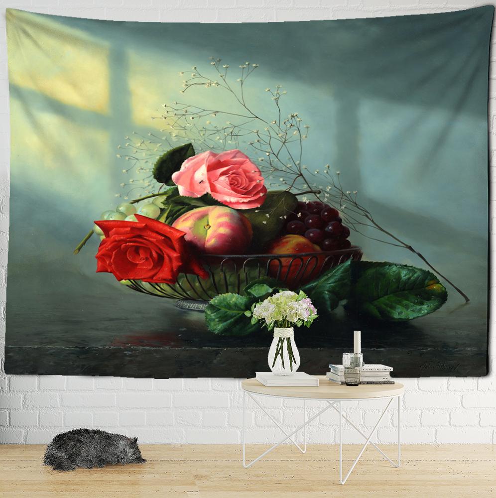 Sanat Çiçek Yağlıboya Duvar Asma Boho Psikedelik Soyut Goblen Hippi Tapiz Odası Polyester Arka Plan Kumaş Dekor