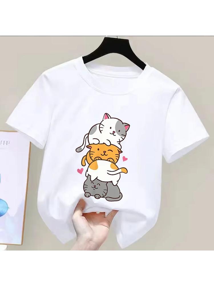 Kids Girls Just a Girl Who Loves Cats Graphic TShirt Soft Cotton Crew Neck Tee Casual Summer Wear for School Playdf0020