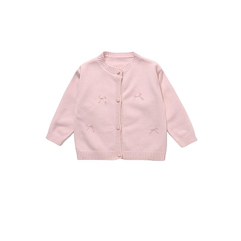 Girls' Polka Dot Doll Collar Knit Dress & Cardigan Set - Spring/Autumn Two-Piece Outfit
