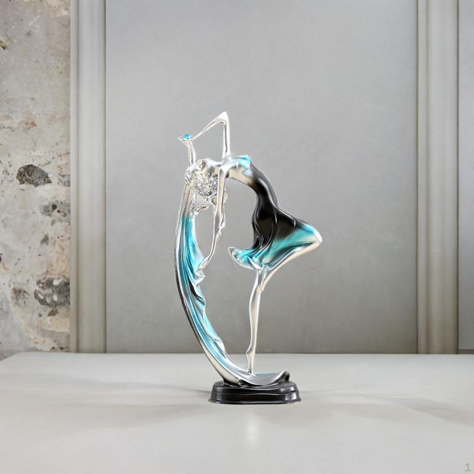 

Ballet Dance Girl Statue Dancer Sculpture Ornament Harzkunst Figure for Home Blue S
