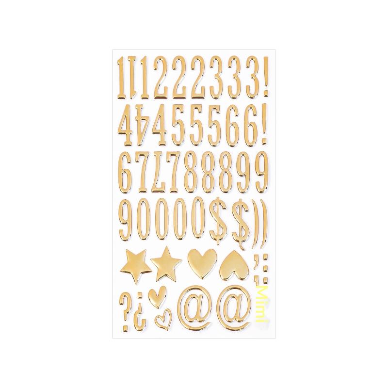 1/3 Sheets 3D Gold Letter Number Stickers Letters Stickers Self Adhesive Stickers For DIY Crafts Scrapbooking Decorative Decal
