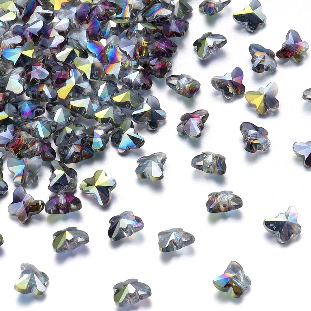 50Pcs/Lot 10×8mm Crystal Beads Transparent Colorful Butterfly Shape Hole Size 1.2mm Loose Beads Diy Jewelry Bracelet Necklace