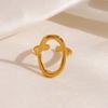 Minimalist Trendy Hollowed-out Geometric Oval Shape Stainless Steel Opening Rings for Women Does Not Fade Charm Finger Jewelry