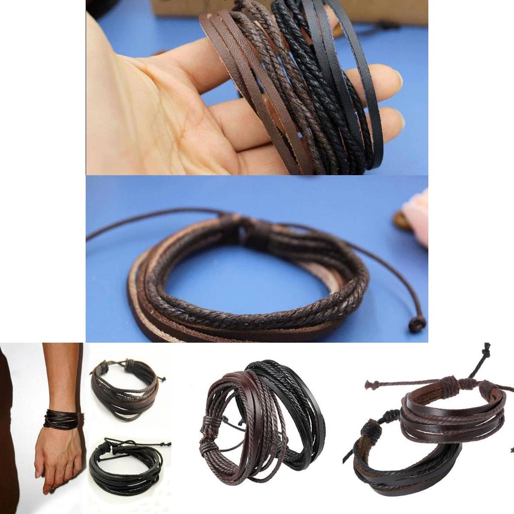 Trendy Handwoven Multilayer Leather Wristband For Couples Elegant Durable Gift Idea