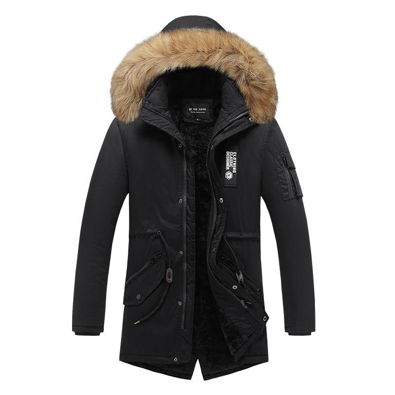 Autumn and Winter New Men's Cotton-padded Clothes Medium and Long Hooded Middle-aged and Young People Thickened Warm Cotton-padded Jacket Men