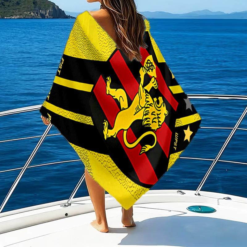 Sportverein Fußballwappen Aufdruck Strandtuch, Super Weiche Mikrofaser, Perfektes Geschenk Geburtstag, für Pool, Strand, Reisen, für Familie und Freunde