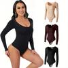 Damen Langarm Nahtloser Bauchkontroll Formgebender Bodysuit Hüfthebend Taillenformende Shapewear