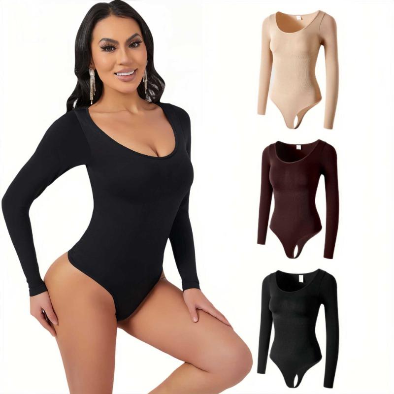 Damen Langarm Nahtloser Bauchkontroll Formgebender Bodysuit Hüfthebend Taillenformende Shapewear
