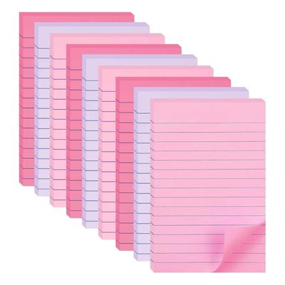 9 sztuk kolorowych notesów samoprzylepnych w paski z liniami, 8 kolorów, wysokiej jakości papier klejący, idealne do szkoły, biura, jako przypomnienia